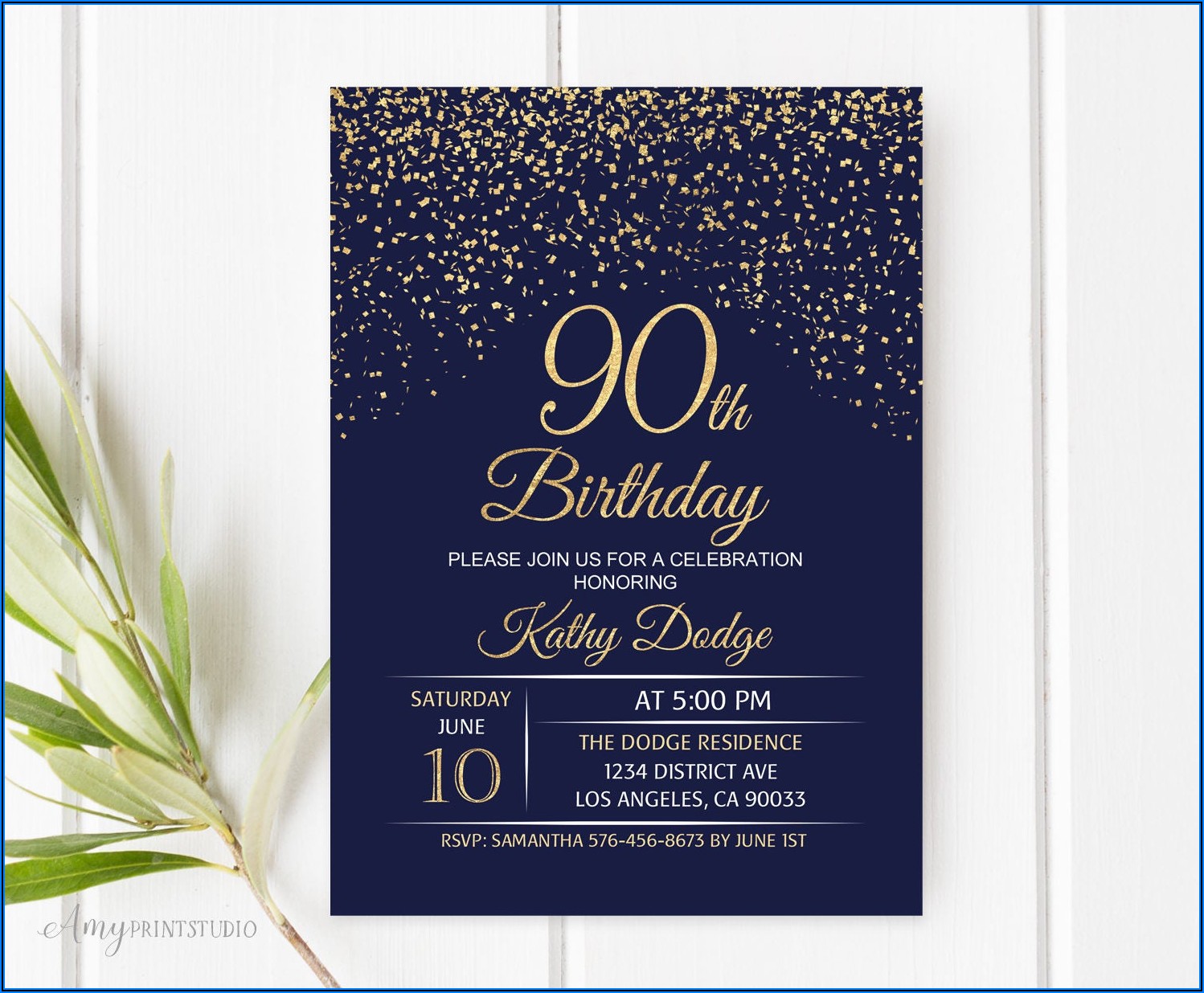 90th Birthday Invitations Templates Free