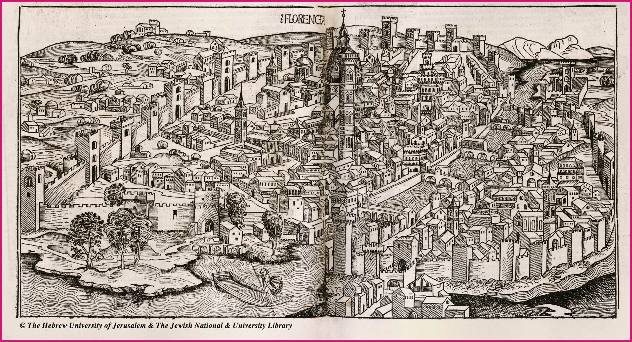 Antique Map Of Florence Italy