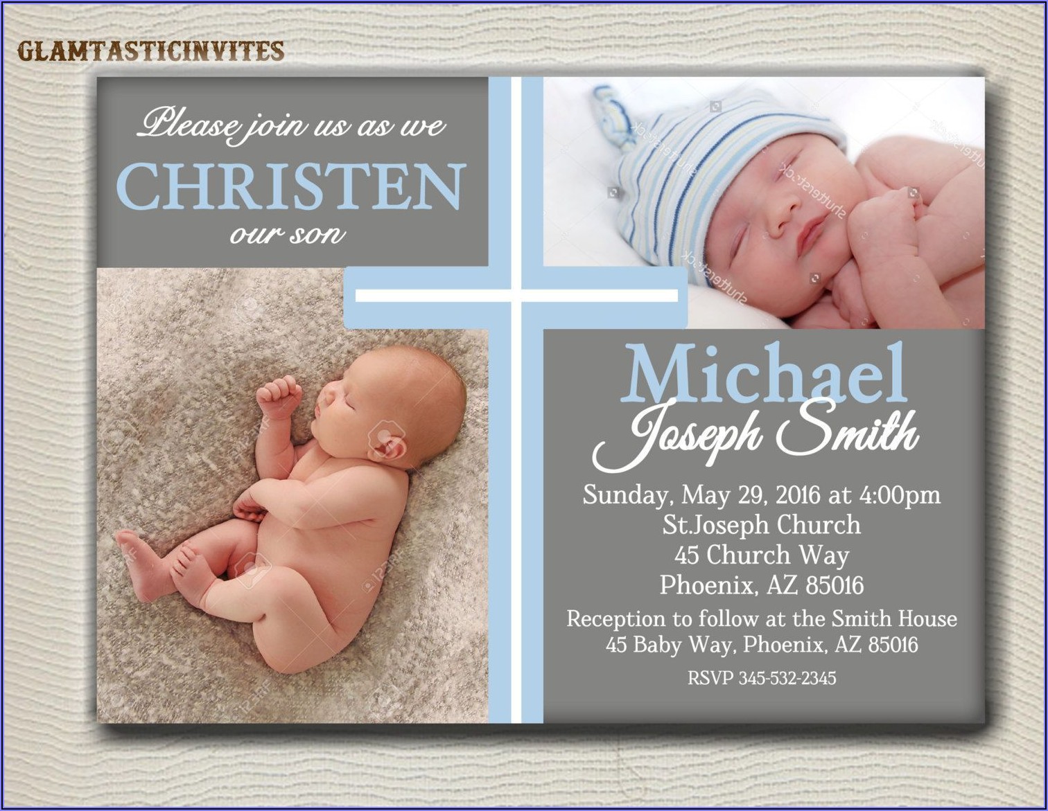 Baby Boy Baptism Invitation