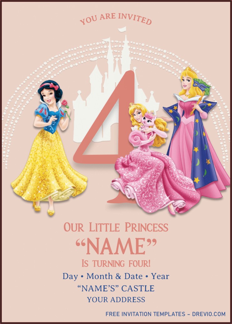 Background Disney Princess Invitation Template