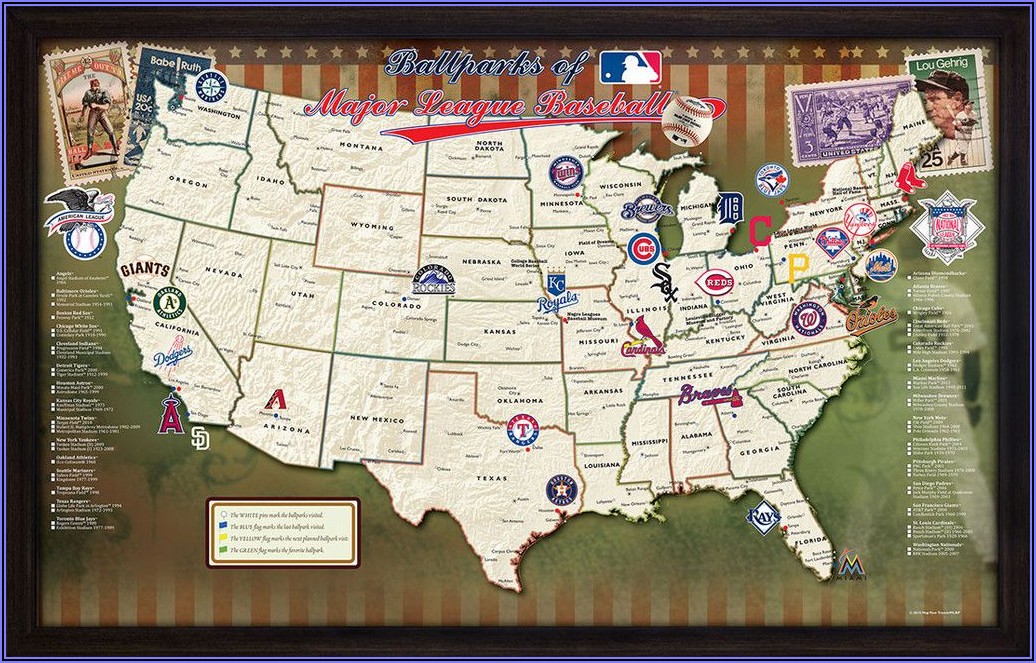 Ballparks Of Major League Baseball Map