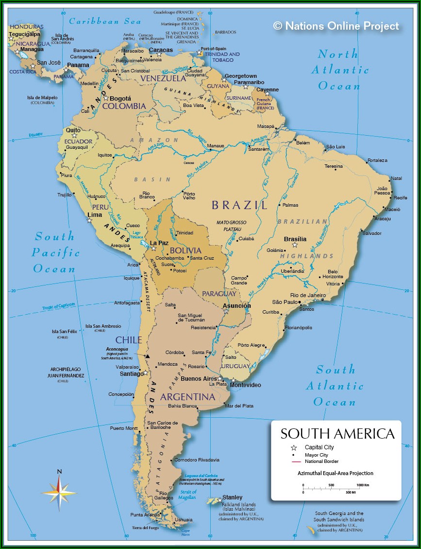 Big Map Of North And South America