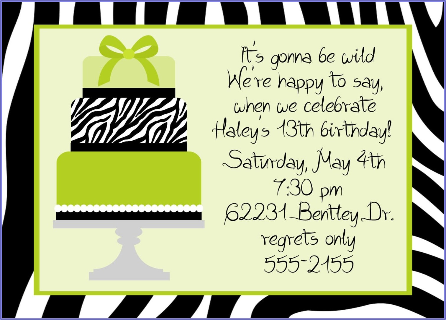 Birthday Party Invitation Text Sample