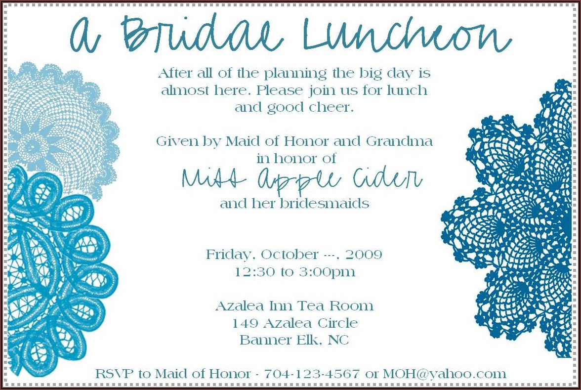 Bridal Luncheon Invitation Etiquette