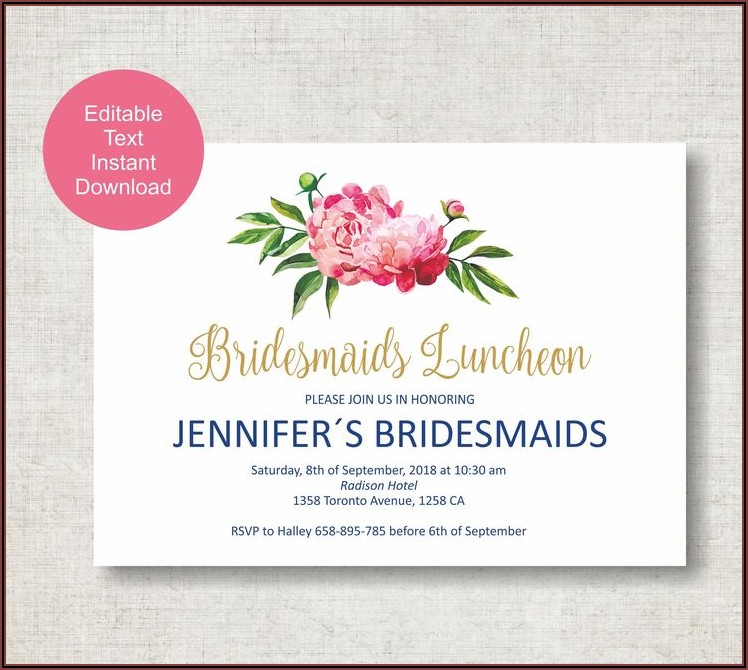 Bridesmaid Luncheon Invitations Template