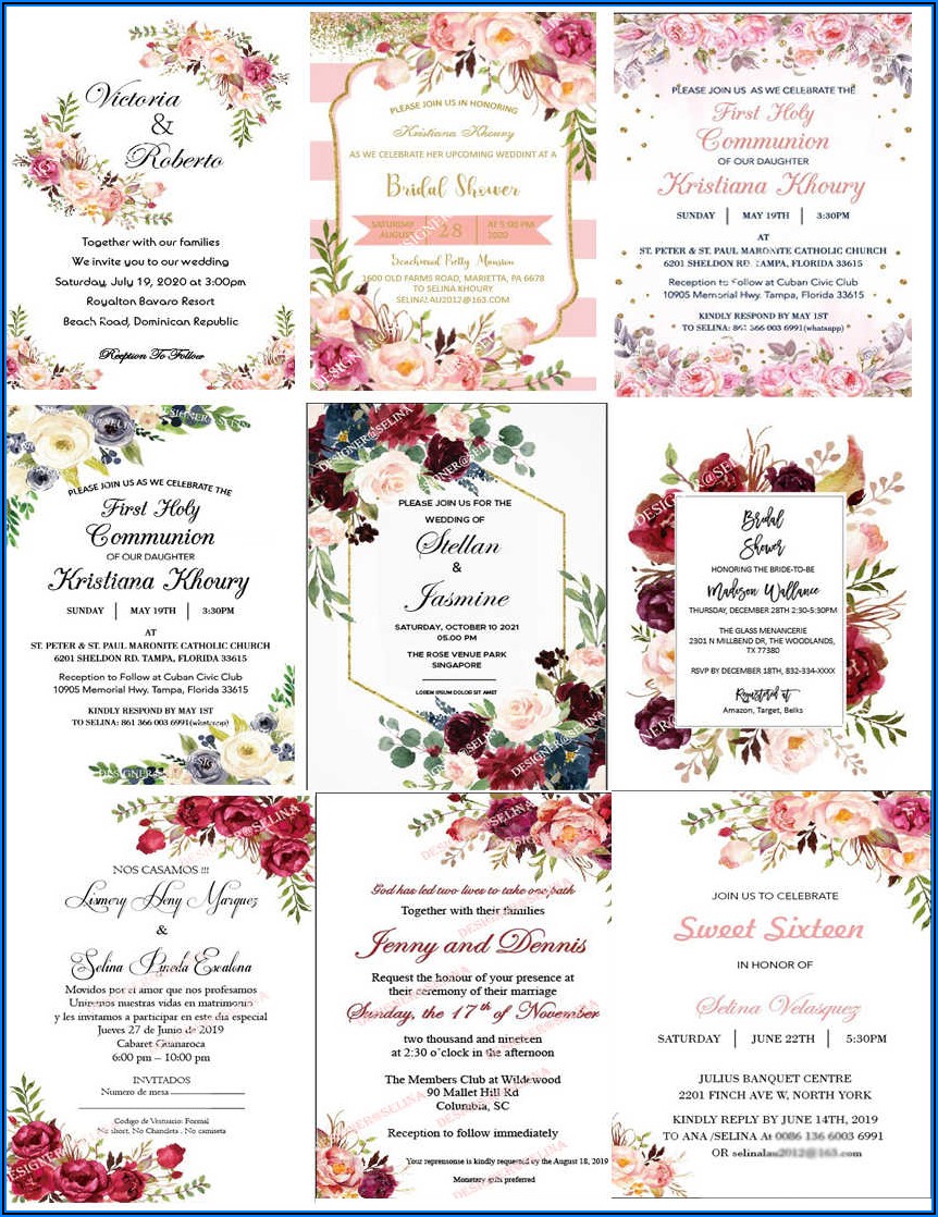 Burgundy And Rose Gold Wedding Invitations