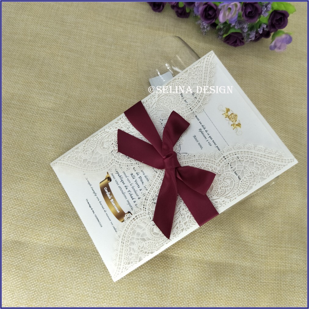 Burgundy Lace Wedding Invitations