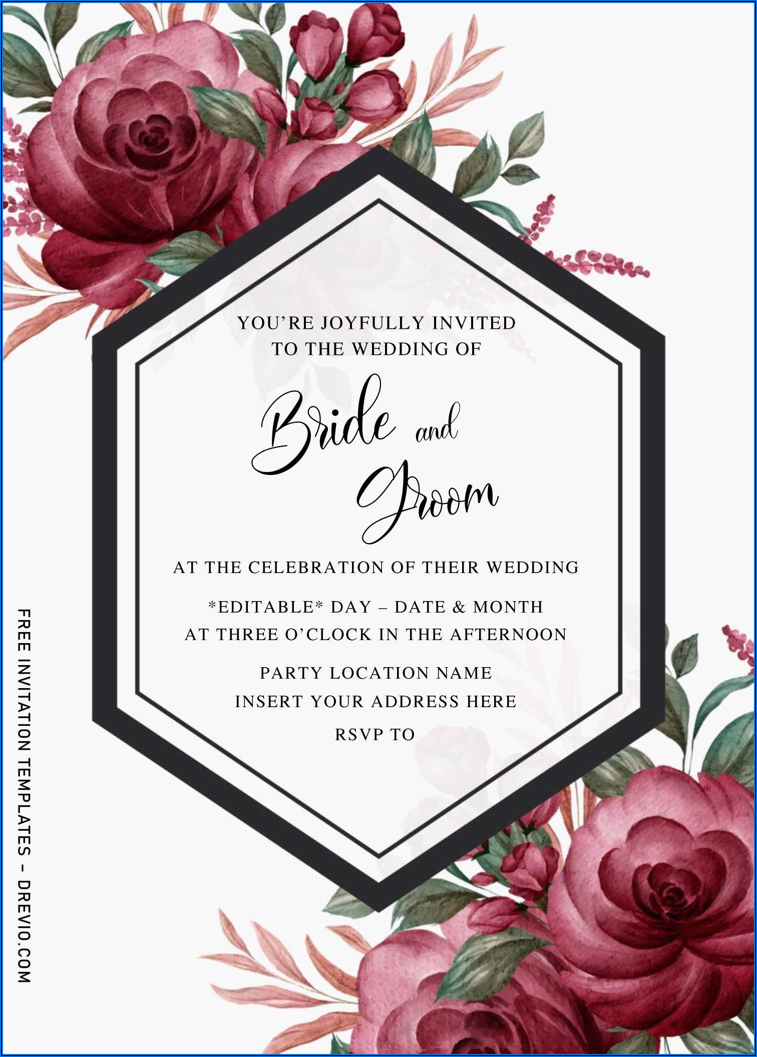 Burgundy Wedding Invitations Templates