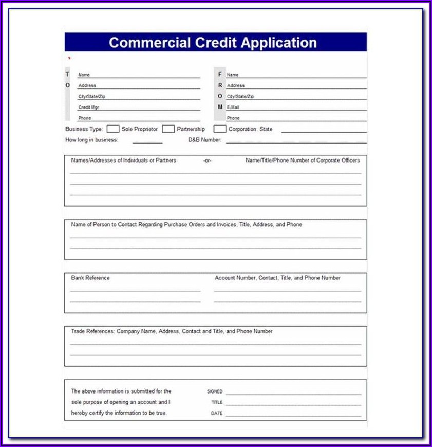 Business Credit Application Form Template Canada