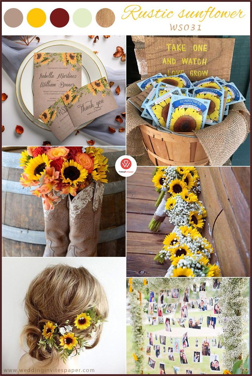 Cheap Rustic Sunflower Wedding Invitations