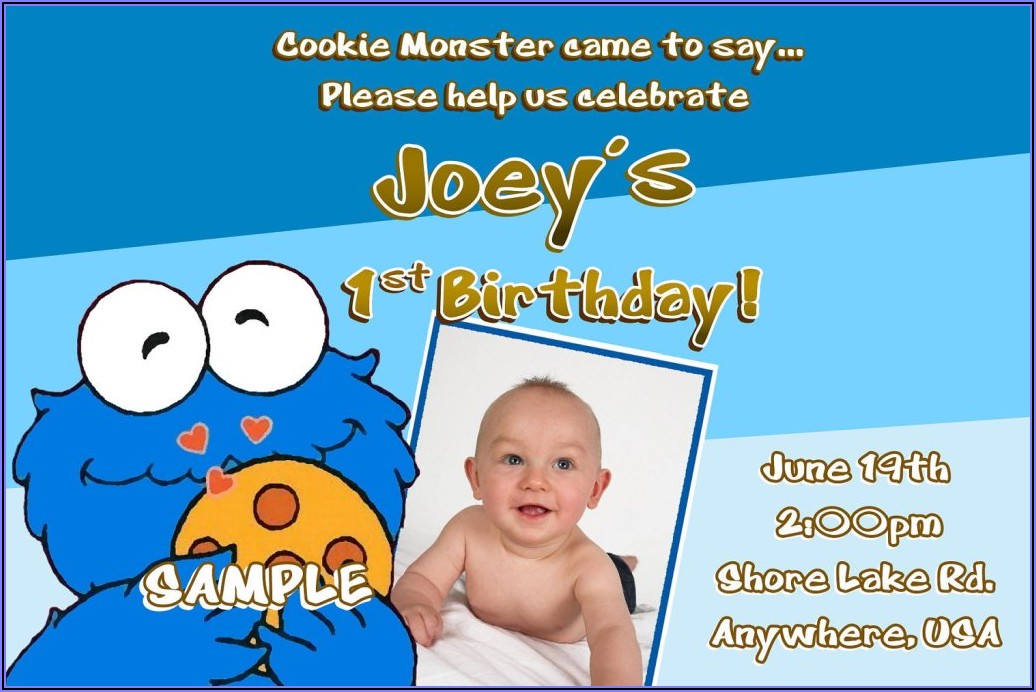 Cookie Monster Birthday Invitations