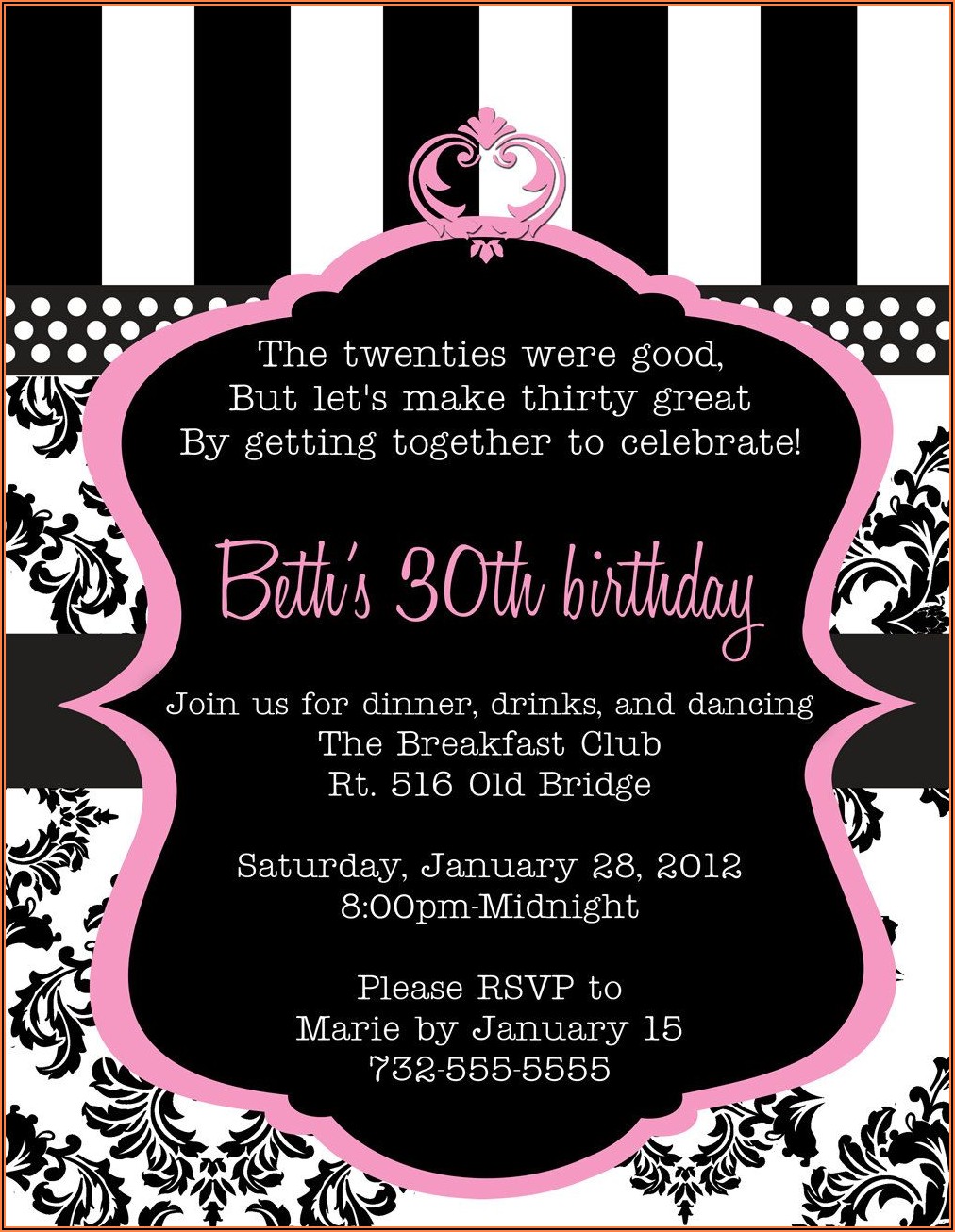 Create 30th Birthday Invitations Free