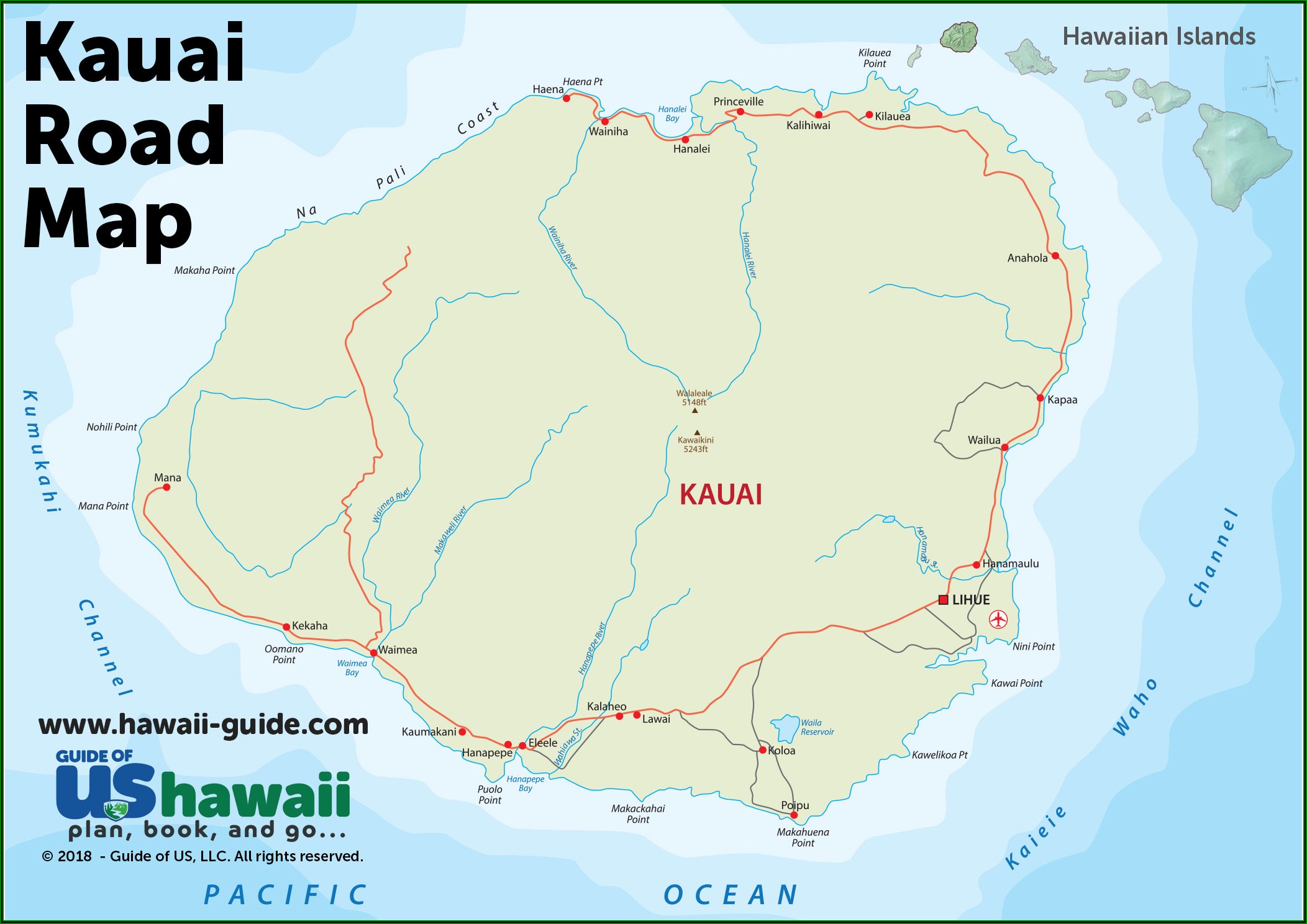 Detailed Map Of Kauai Hawaii