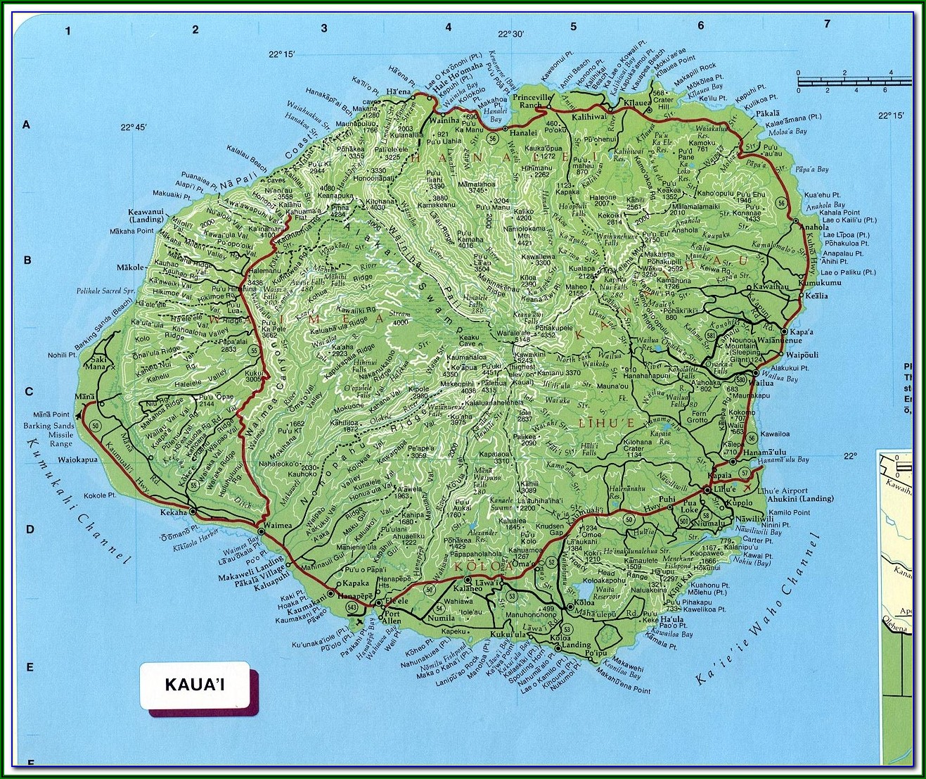 Detailed Map Of Kauai
