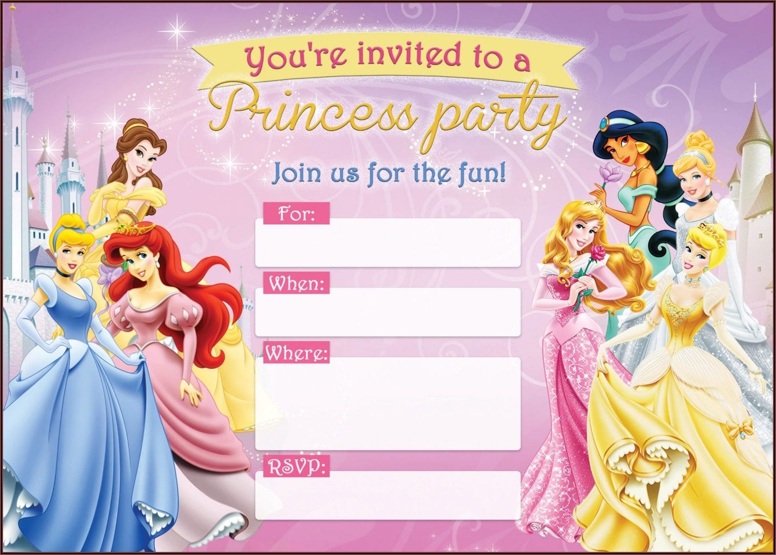 Disney Princess 1st Birthday Invitations
