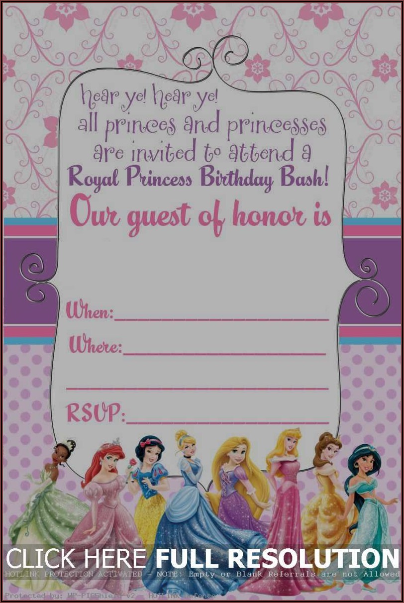 Disney Princess Birthday Invitations Free Printable