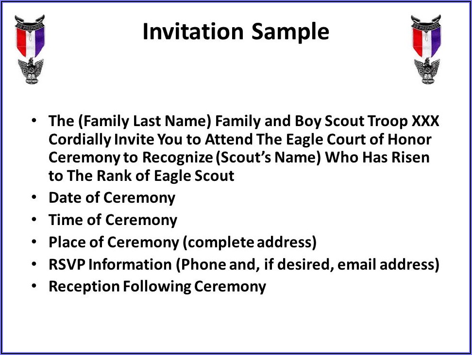 Eagle Scout Court Of Honor Invitation Letter