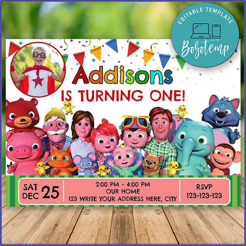 Editable Birthday Invitations Templates (free) Cocomelon