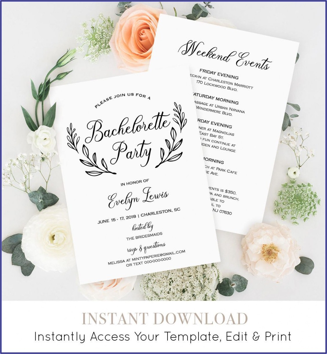 Editable Free Printable Bachelorette Party Invitations Templates