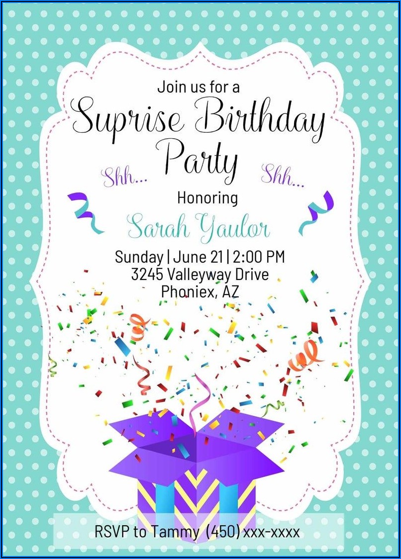 Editable Surprise Birthday Invitations Templates Free