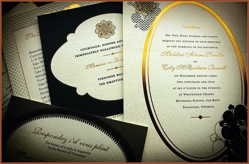Elegant Wedding Invitations Rose Gold Foil Stamped