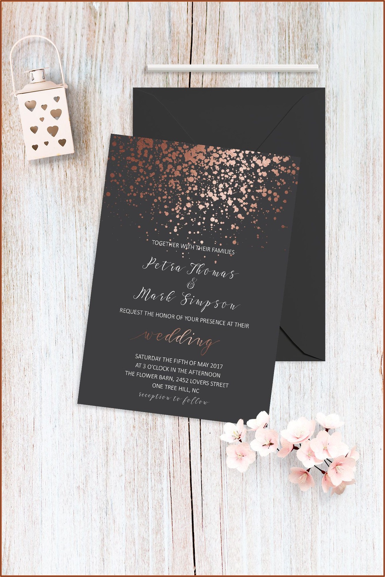Elegant Wedding Invitations Rose Gold