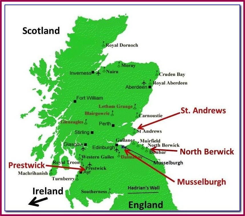 Famous Golf Courses In Scotland Map