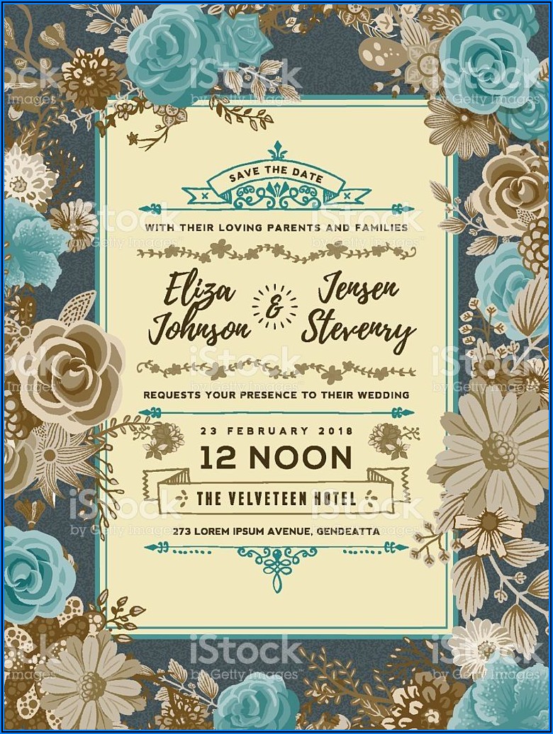 Floral Wedding Invitation Templates Vector Free