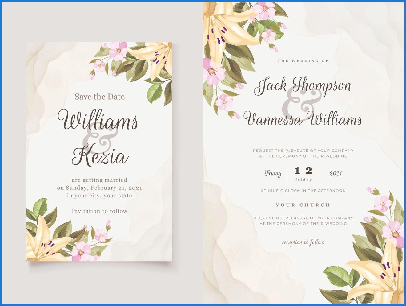 Floral Wedding Invitation Vector Free Download