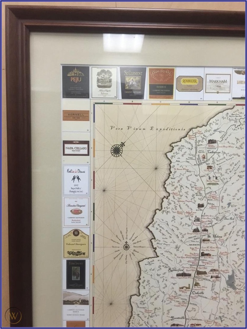 Framed Map Of Napa Valley Wineries