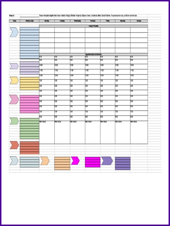 Franklin Weekly Planner Template