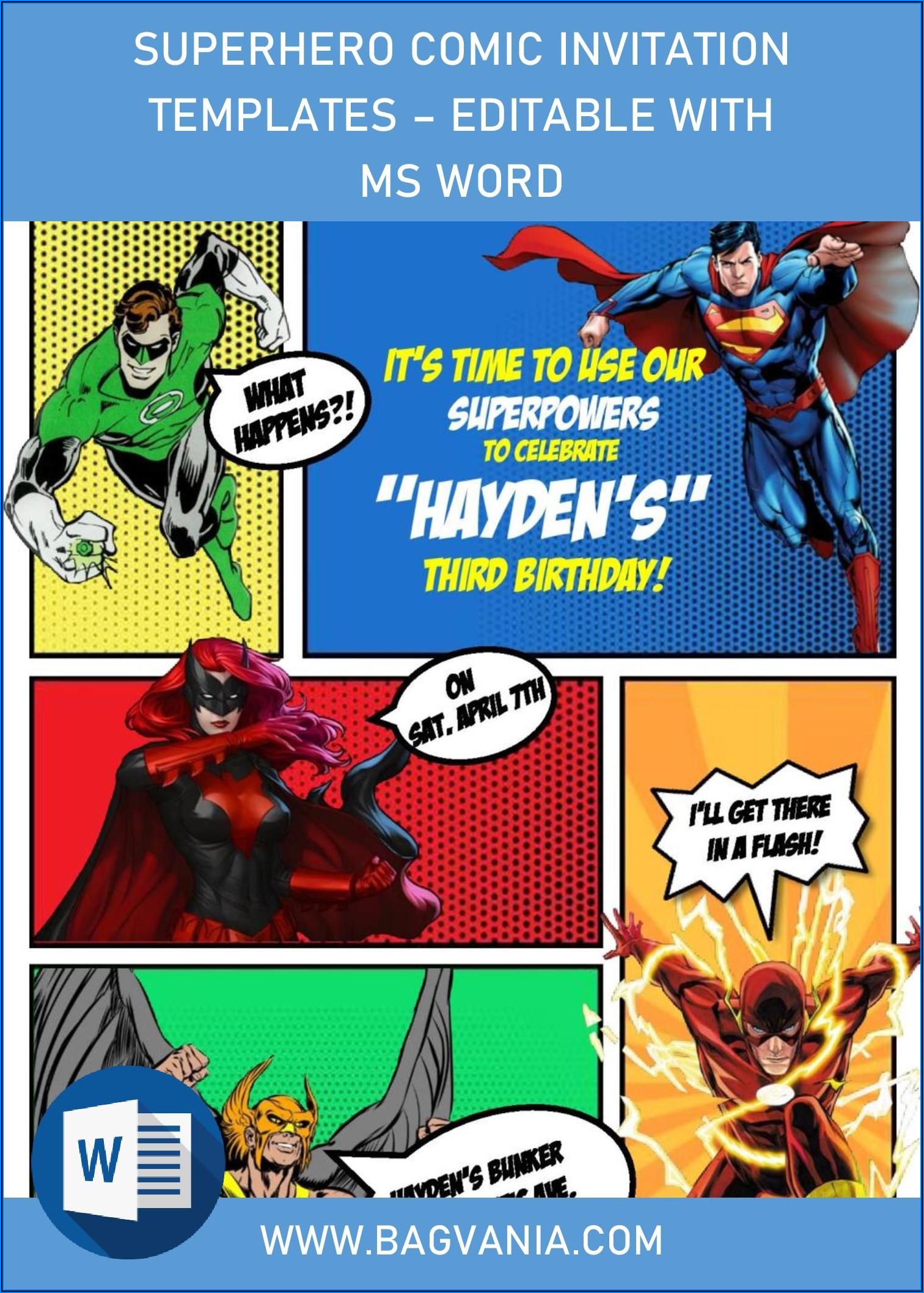 Free Editable Superhero Birthday Invitation Templates