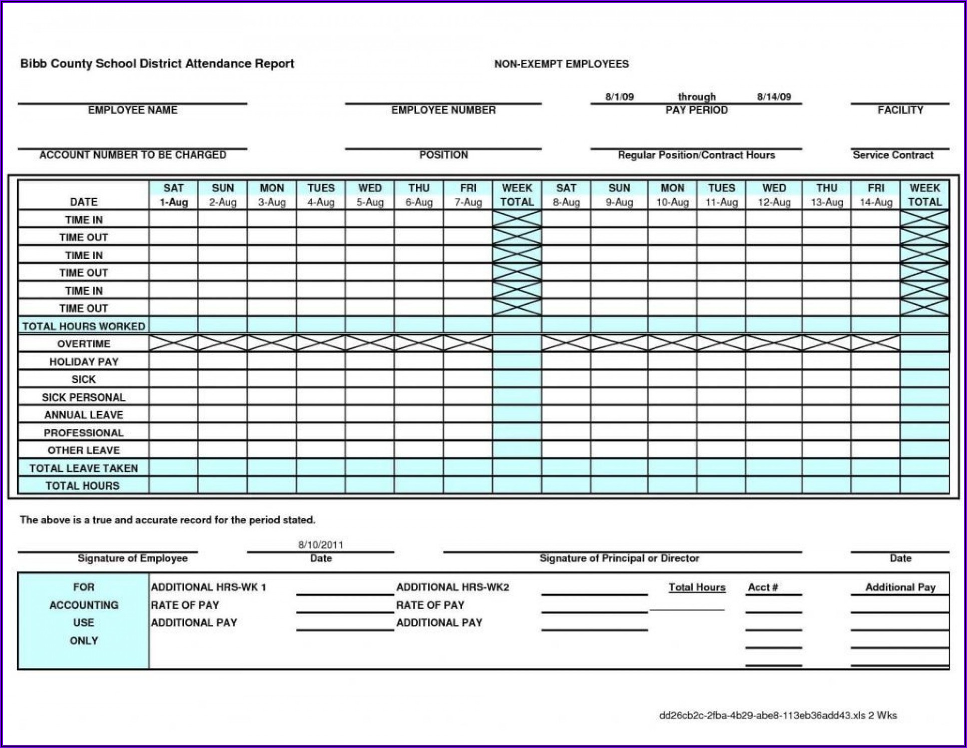 Free Excel Monthly Timesheet Template Multiple Employees Template 1