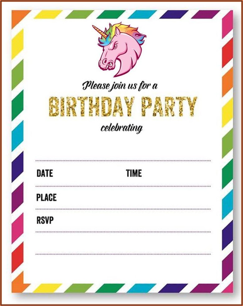 Free Printable Birthday Party Invitations Unicorn
