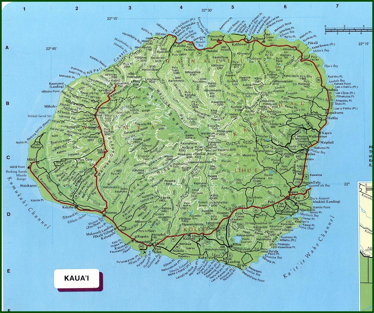 Free Printable Map Of Kauai