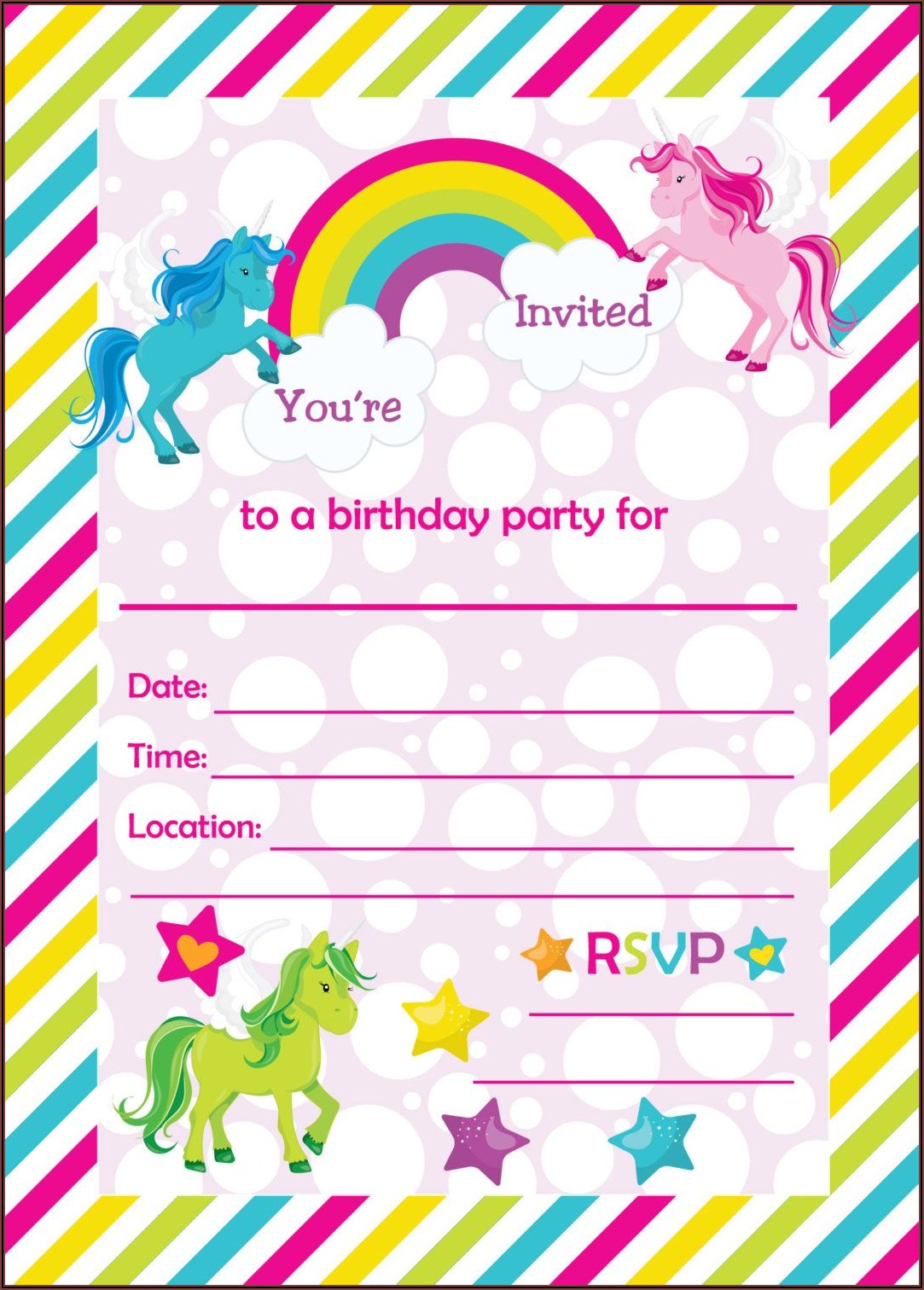 Free Printable Template Unicorn Invitations