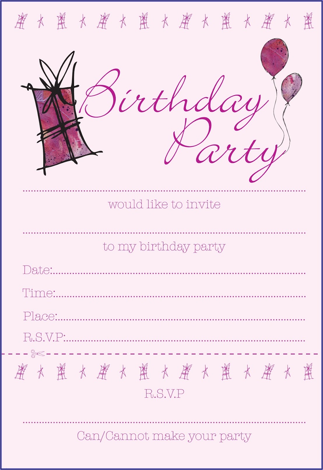 Free Teenage Girl Birthday Invitation Templates