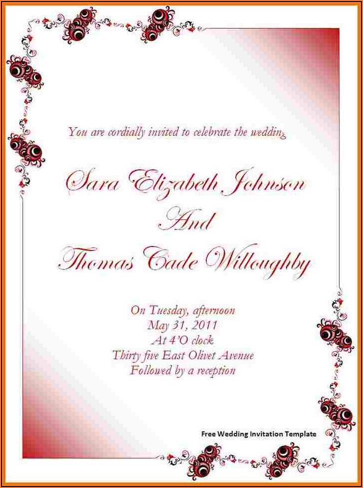 Free Wedding Invitation Templates For Word 2007