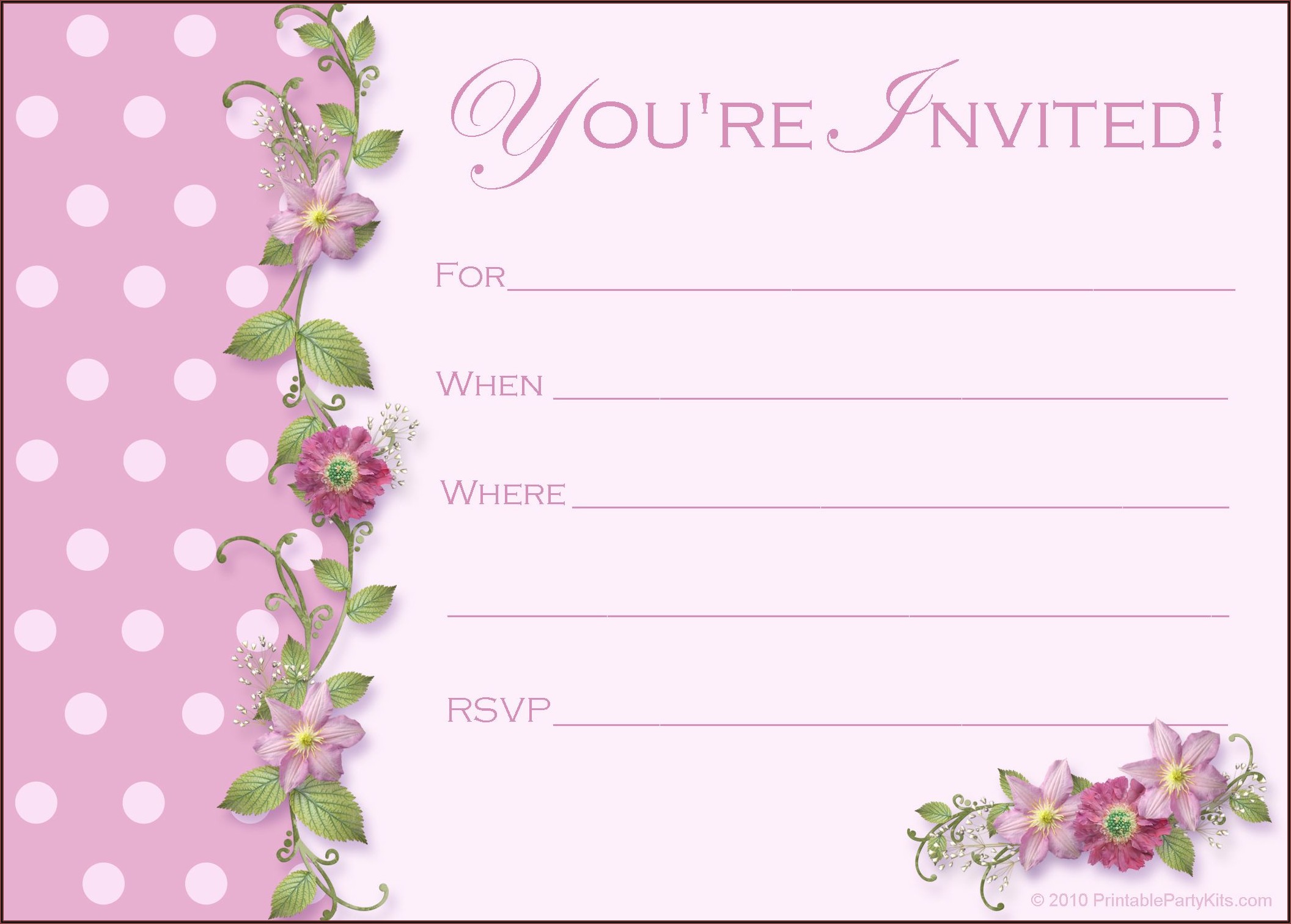Invitation Card Template Printable