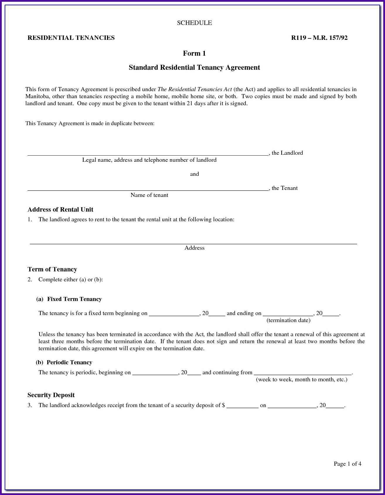 Landlord And Tenant Agreement Forms Alberta