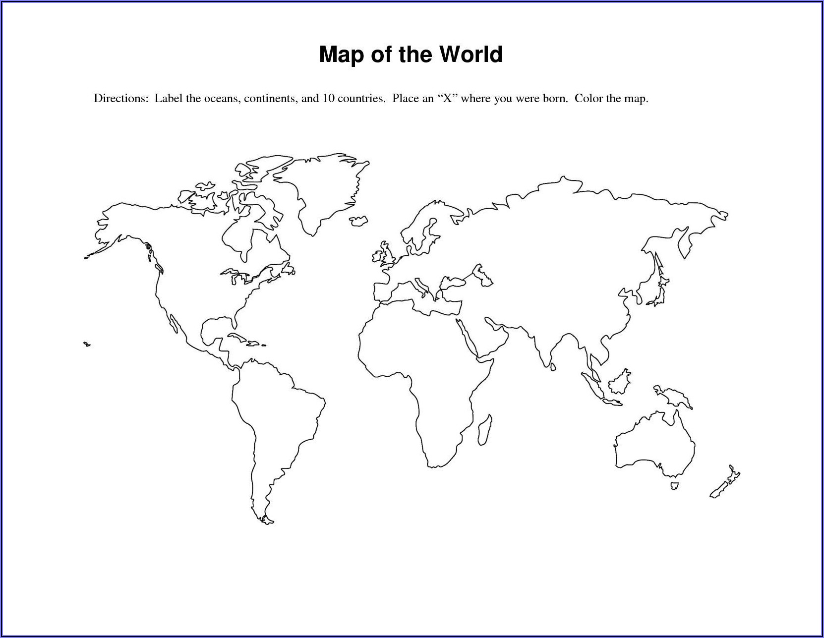 Large Size Blank World Map