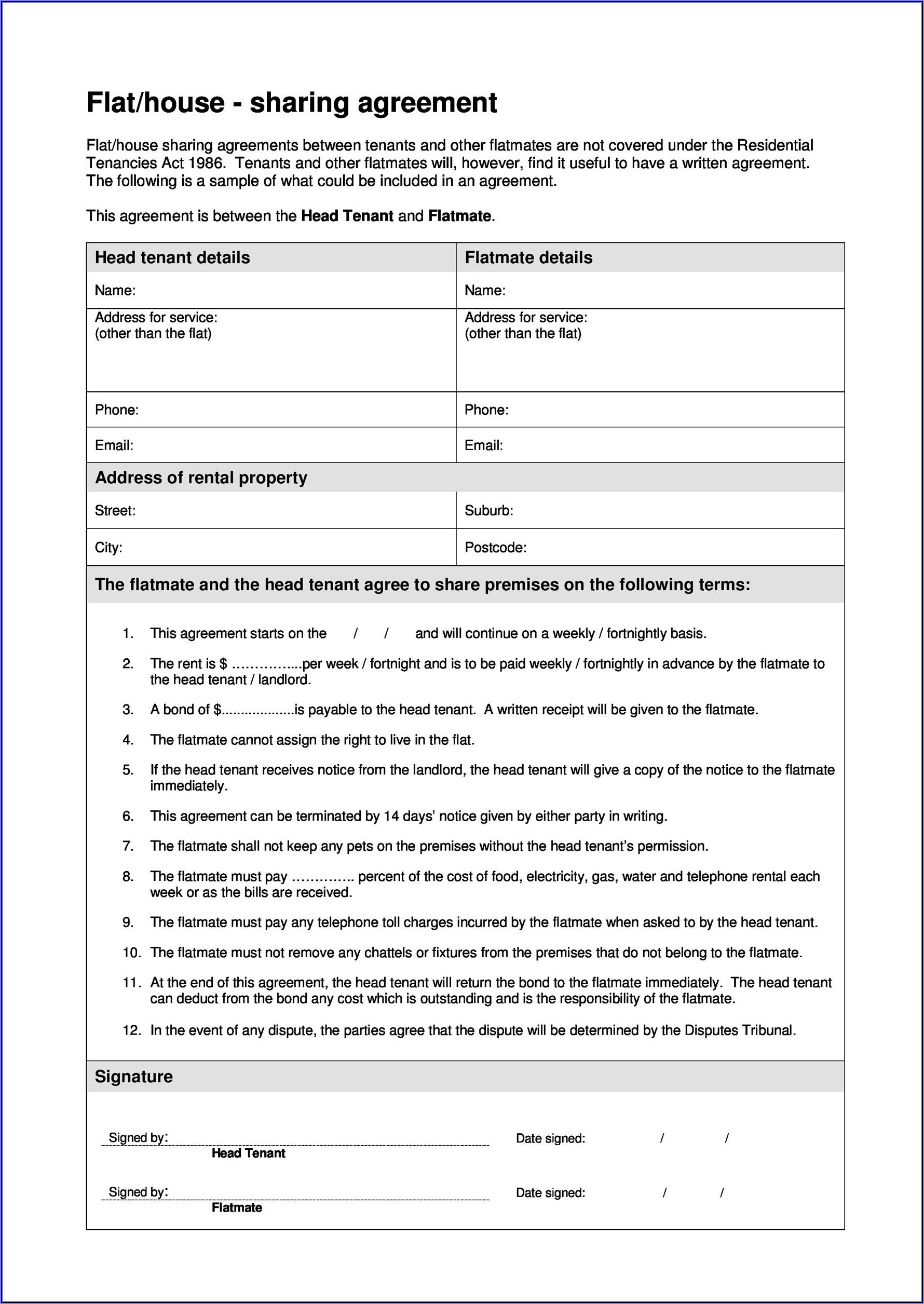 Lease Agreement Template South Africa Pdf