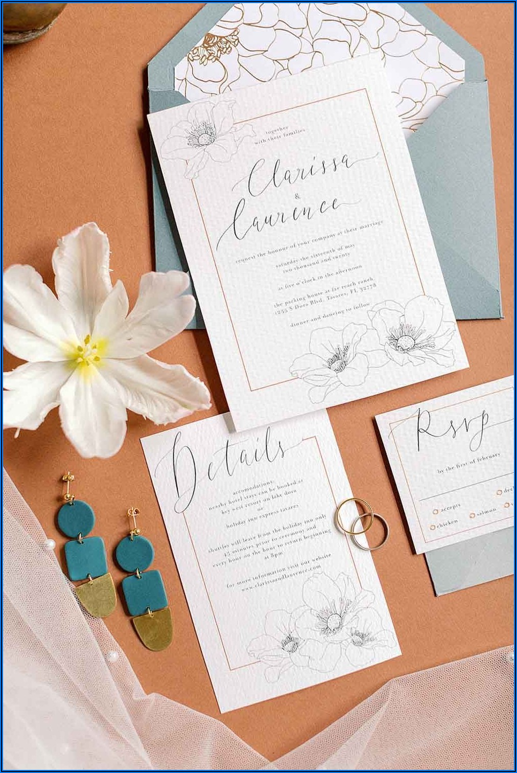 Light Blue Floral Wedding Invitations