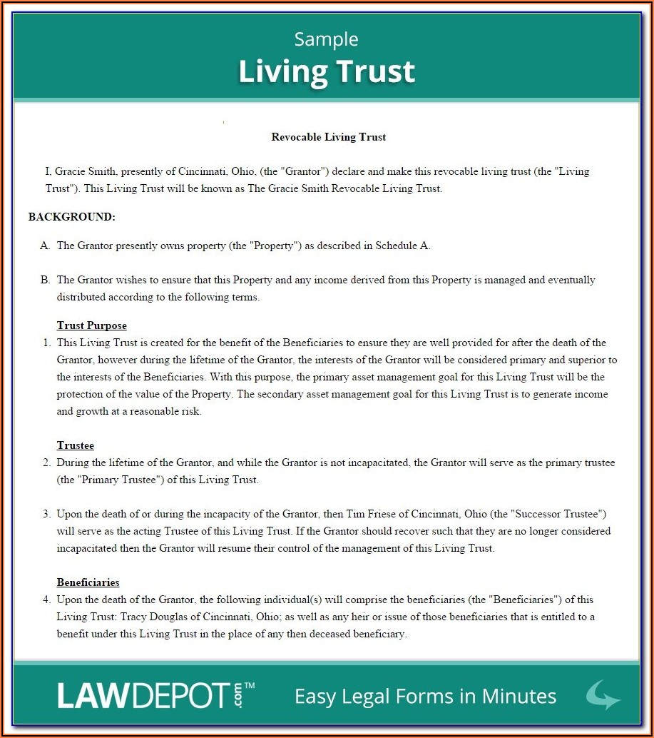 Living Trust Florida Free Forms