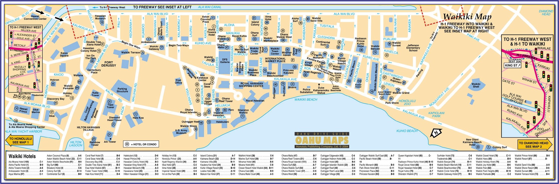 Map Of Hotels Waikiki Honolulu