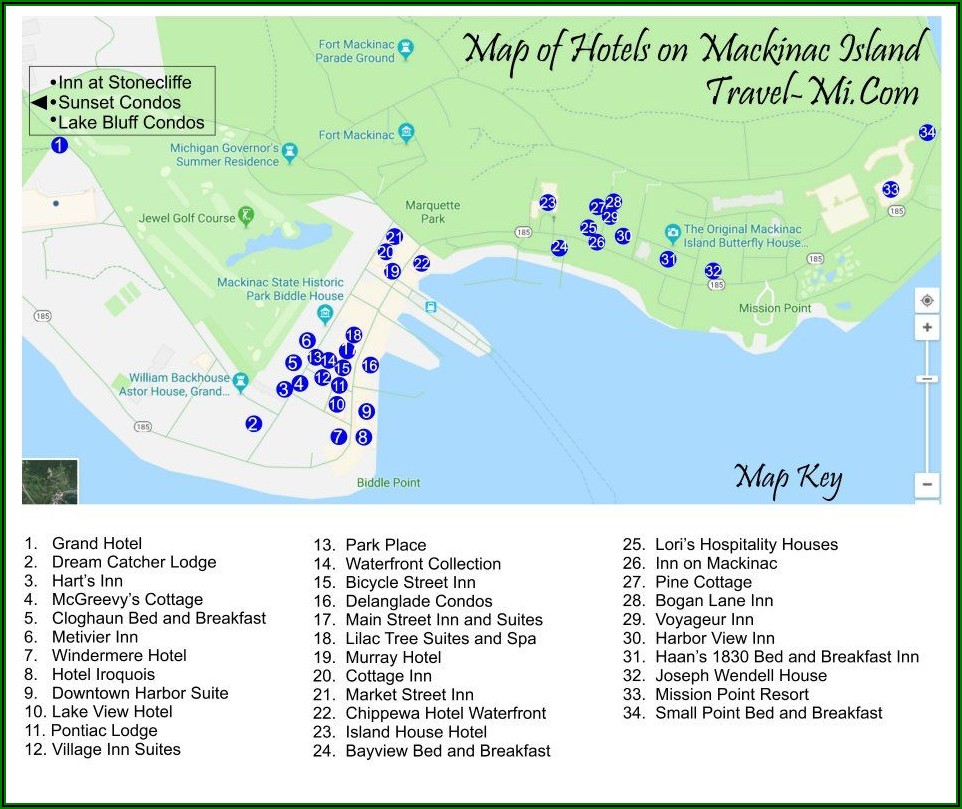 Map Of Mackinac Island Hotels