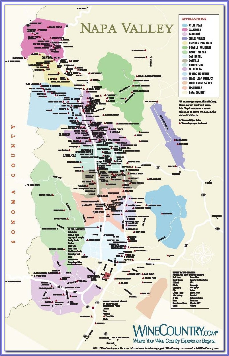 Map Of Napa Valley Wineries Poster