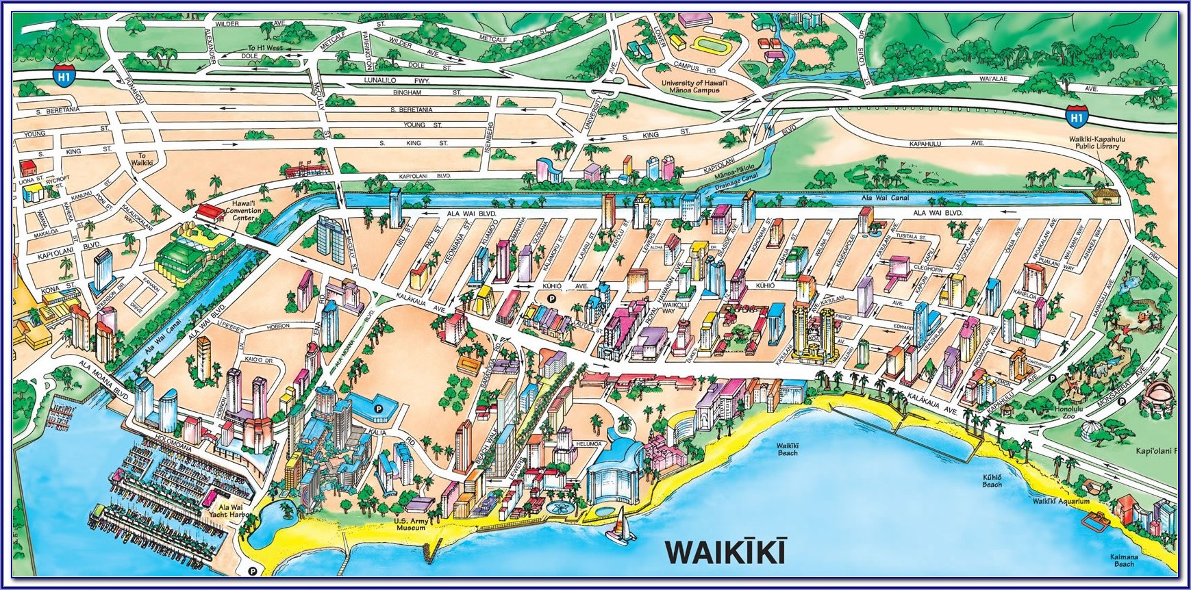 Map Of Waikiki Hotels And Restaurants
