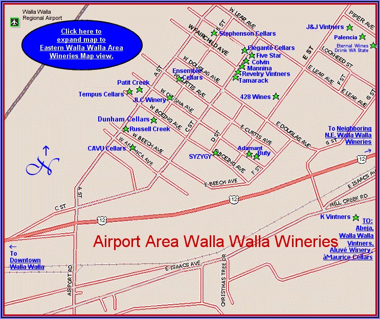Map Of Wineries In Walla Walla Wa