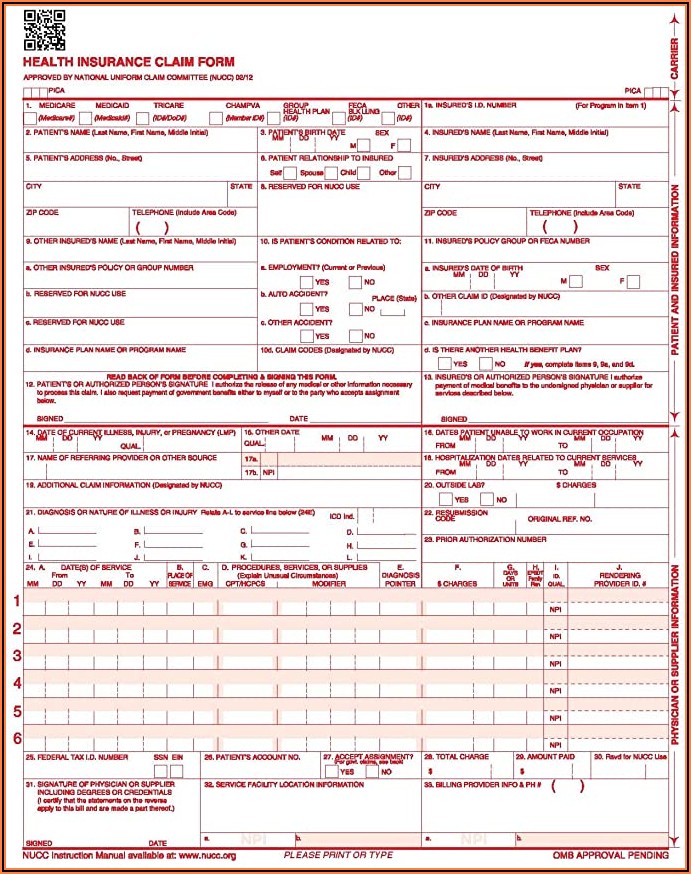 Medicare Part B 1500 Claim Form